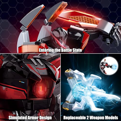 HIGH GODO Wanderer Mech Building Blocks Set for Adults，Dark Robot Model Building Kit with 2 Multiple Weapons, 585 Pcs Creative Collectible Gift for Boys Kids 8-12 - Image 4