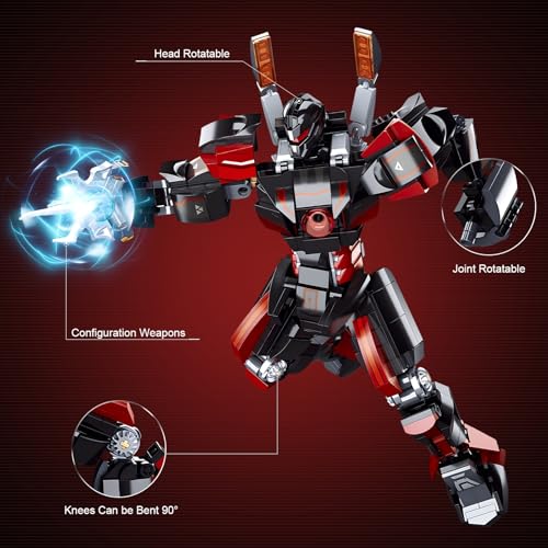 HIGH GODO Wanderer Mech Building Blocks Set for Adults，Dark Robot Model Building Kit with 2 Multiple Weapons, 585 Pcs Creative Collectible Gift for Boys Kids 8-12 - Image 3