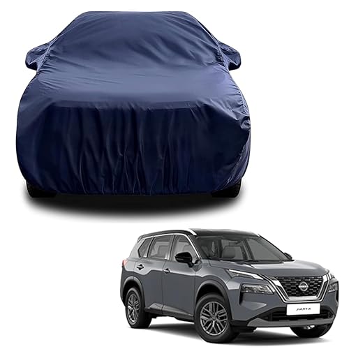 Sulfar 100% Water Resistant Car Body Cover Compatible with Mirror for Nissan XTrail (Triple Stitched, Full Bottom Elastic, Navy Blue) - Image 1