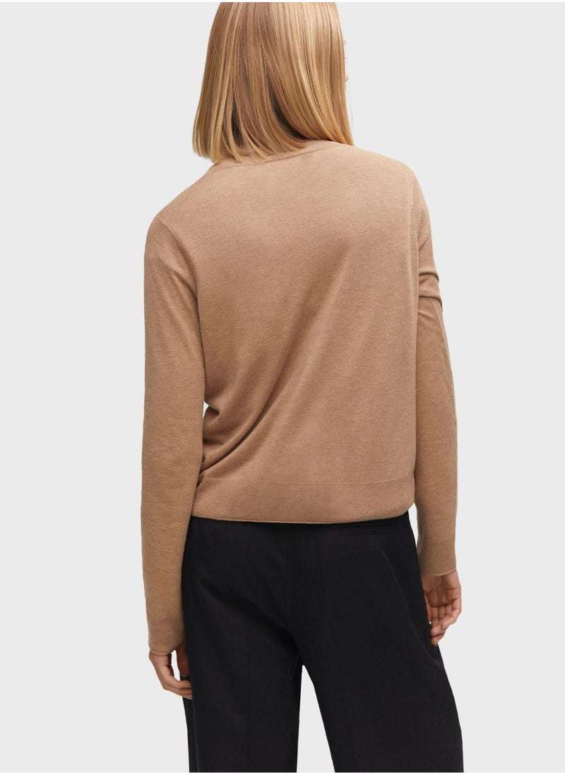 MANGO - V-Neck Knitted Sweater - Image 1