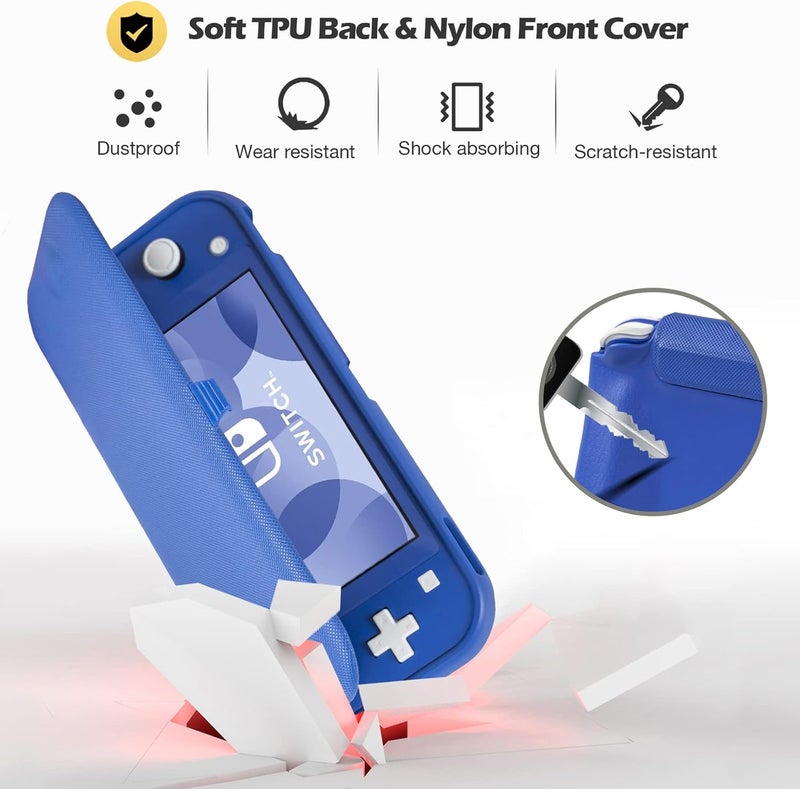 Procase Flip Cover for Nintendo Switch Lite with 2 Pack Tempered Glass Screen Protectors, Slim Protective Case with Magnetically Detachable Front Cover for Nintendo Switch Lite 2019 -Blue - Image 4