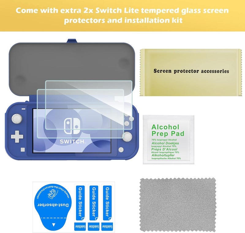 Procase Flip Cover for Nintendo Switch Lite with 2 Pack Tempered Glass Screen Protectors, Slim Protective Case with Magnetically Detachable Front Cover for Nintendo Switch Lite 2019 -Blue - Image 3