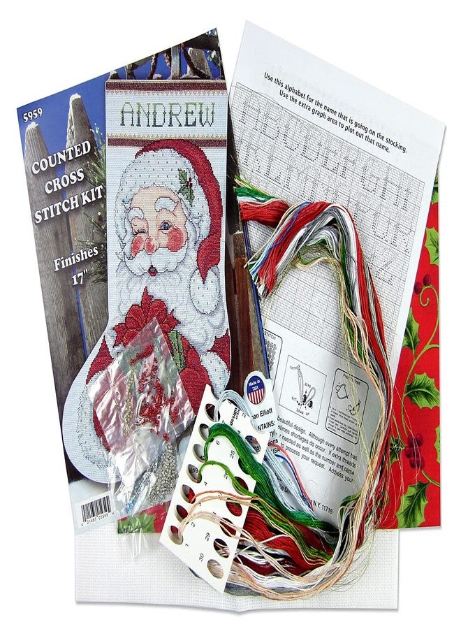 Tobin Winking Santa Counted Cross Stitch Stocking Kit - Image 2