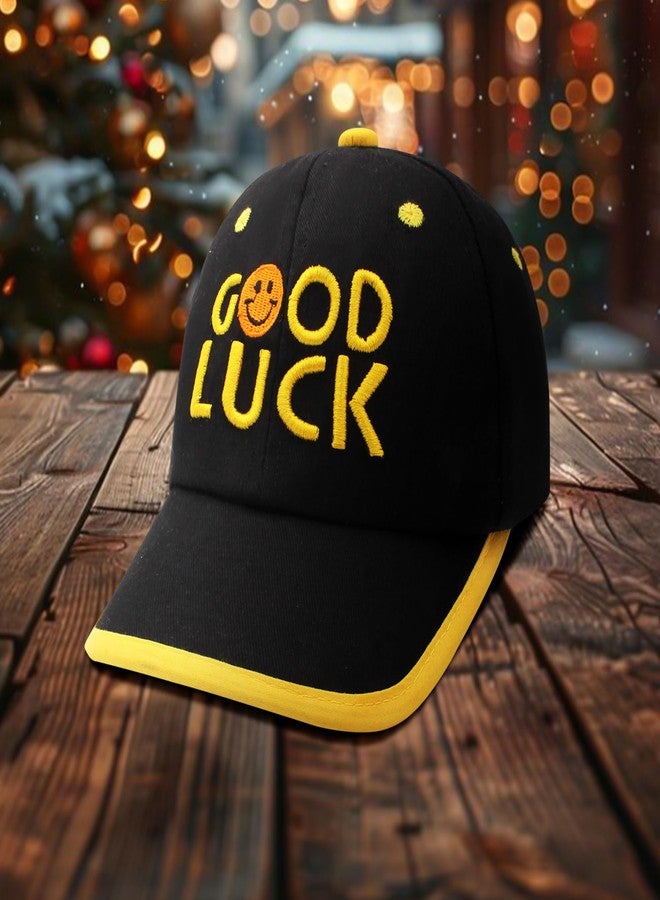 VRITRAZ Good Luck Design Cartoon Character Printed Little Cap for Kids, Baby Girls and Boys 3-12 Years (Black) - Image 2