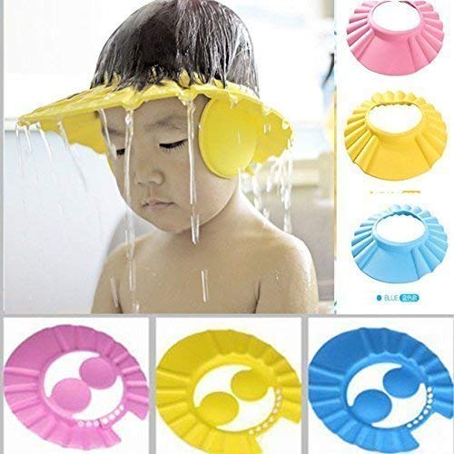 Pro Bullion PRO BULLION Adjustable Safe Soft Bathing Baby Shower Cap Wash Hair For Children Baby Eye Ear Protector Adjustable Leaves Shape Bathing Shower Shampoo Cap Hat Baby Shower Caps 1 - Image 1