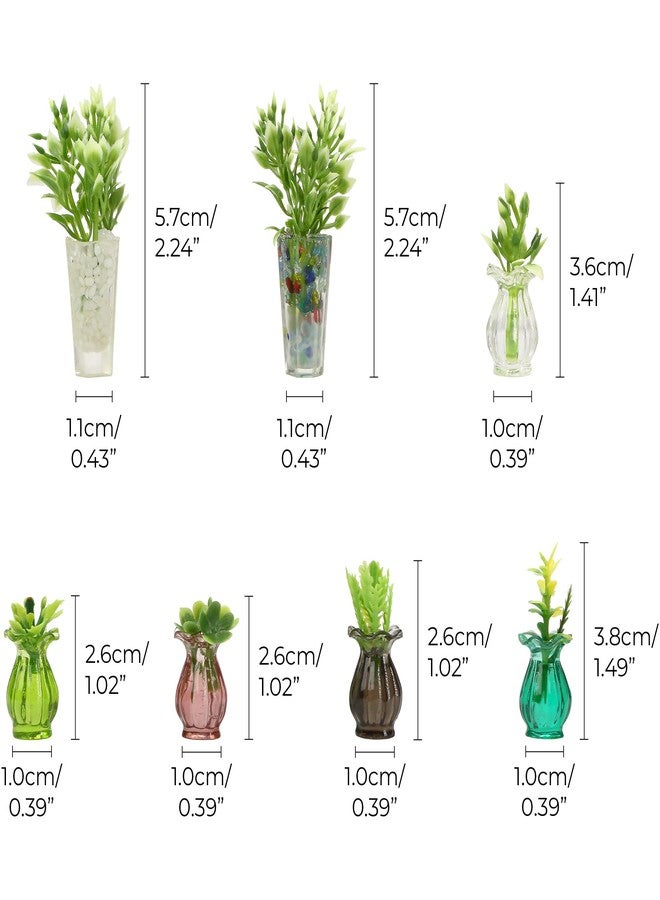KH866 14PCS Miniature Dollhouse Plants 1/12 Scale - Miniature Potted Plants 4Pcs & Flower in Vase 10Pcs Dollhouse Decoration Accessories Mini Artificial Tiny Fake Greenery Micro Landscape Furniture Decor - Image 2