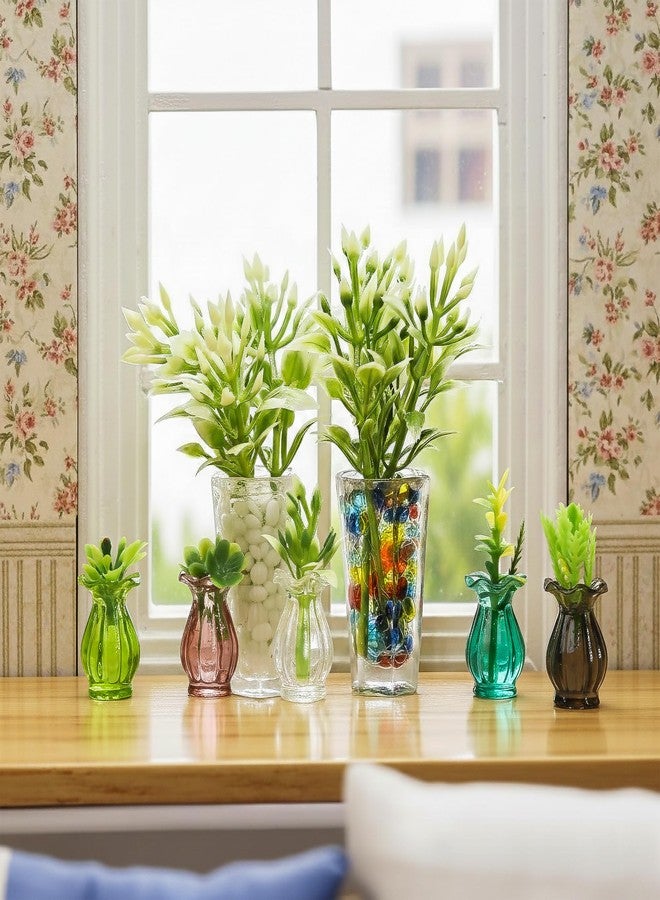 KH866 14PCS Miniature Dollhouse Plants 1/12 Scale - Miniature Potted Plants 4Pcs & Flower in Vase 10Pcs Dollhouse Decoration Accessories Mini Artificial Tiny Fake Greenery Micro Landscape Furniture Decor - Image 3