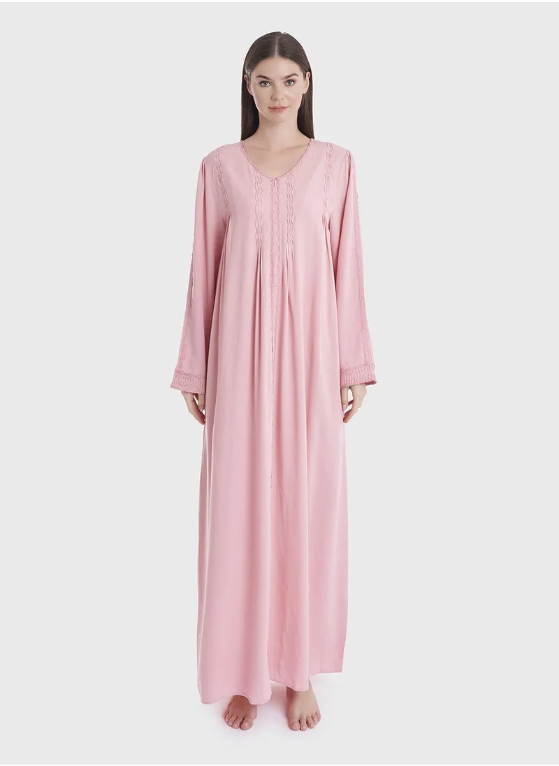 كشخة Rose Full length Nightwear with Zipper