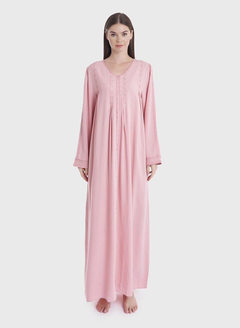 كشخة روب نوم طويل بسحاب وردي - Image 1