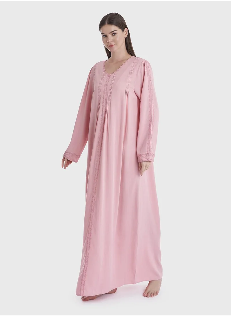 كشخة Rose Full length Nightwear with Zipper
