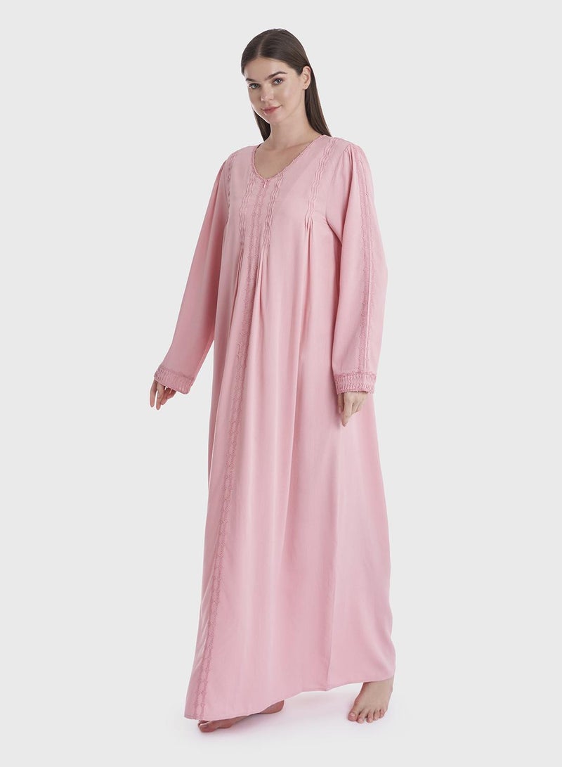 كشخة روب نوم طويل بسحاب وردي - Image 2