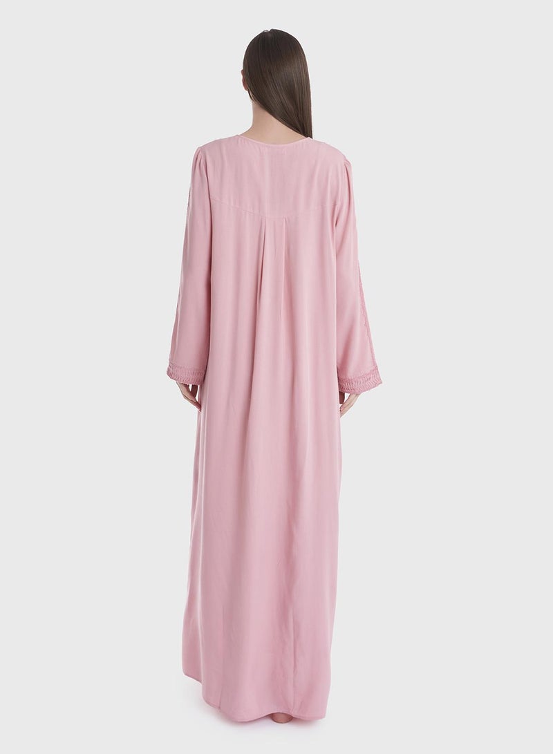 كشخة روب نوم طويل بسحاب وردي - Image 3