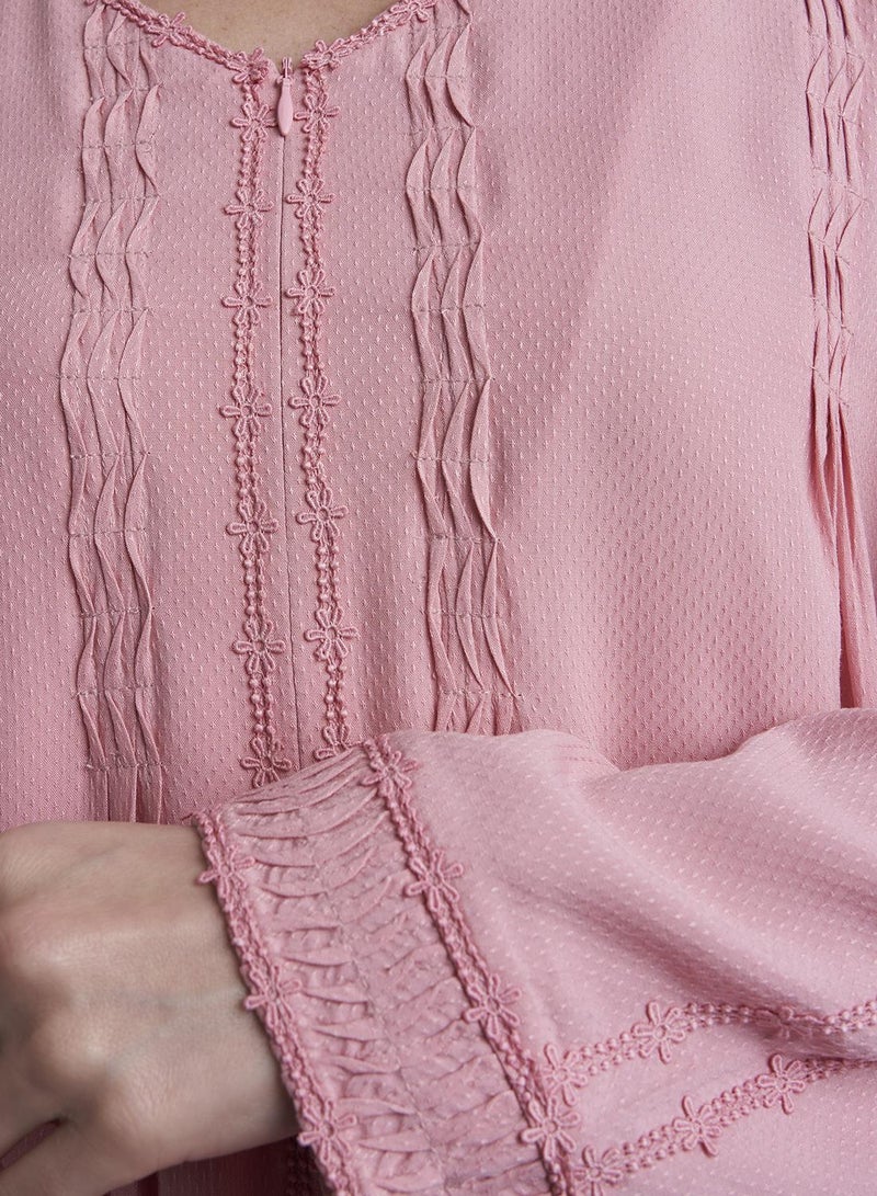 كشخة روب نوم طويل بسحاب وردي - Image 5