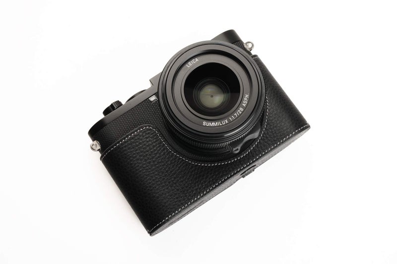 BolinUS Leica Q2 Camera Case, BolinUS Handmade Genuine Real Leather Half Camera Case Bag Cover for Leica Q2 Camera Bottom Opening Version + Hand Strap (Black) - Image 3