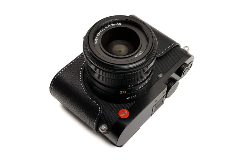 BolinUS Leica Q2 Camera Case, BolinUS Handmade Genuine Real Leather Half Camera Case Bag Cover for Leica Q2 Camera Bottom Opening Version + Hand Strap (Black) - Image 2