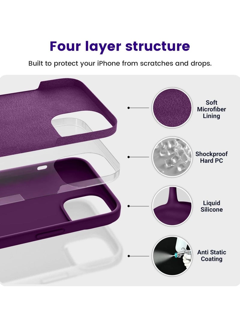 ACLIX Premium Liquid Silicone Case for iPhone 13 and iPhone 14 Slim Fit, Soft Touch with Microfiber Lining & Enhanced Camera Protection - Durable & Anti-Fingerprint | Deep Purple - Image 3