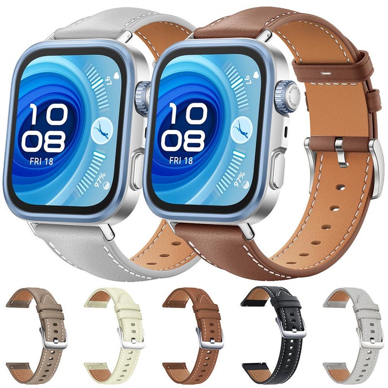 إيروريكس لساعة هواوي D2 22 مم، سوار ساعة من الجلد الأسود ذو الحبيبات الدقيقة برأس مسطح (أسود) - Image 2