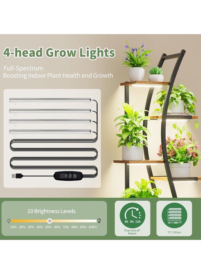 إن كي أكس حامل نباتات مع أرفف لغرفة المعيشة وشرفة من الأرض إلى الأرض ورف من الحديد المطاوع مع حامل متعدد الطبقات لأصيص الزهور للزراعة - Image 5