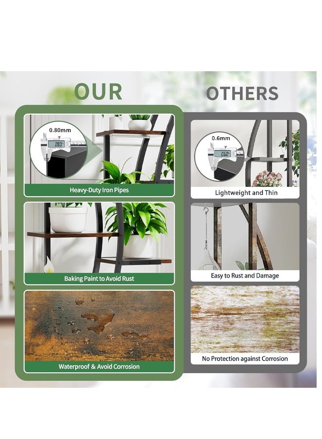 إن كي أكس حامل نباتات مع أرفف لغرفة المعيشة وشرفة من الأرض إلى الأرض ورف من الحديد المطاوع مع حامل متعدد الطبقات لأصيص الزهور للزراعة - Image 4