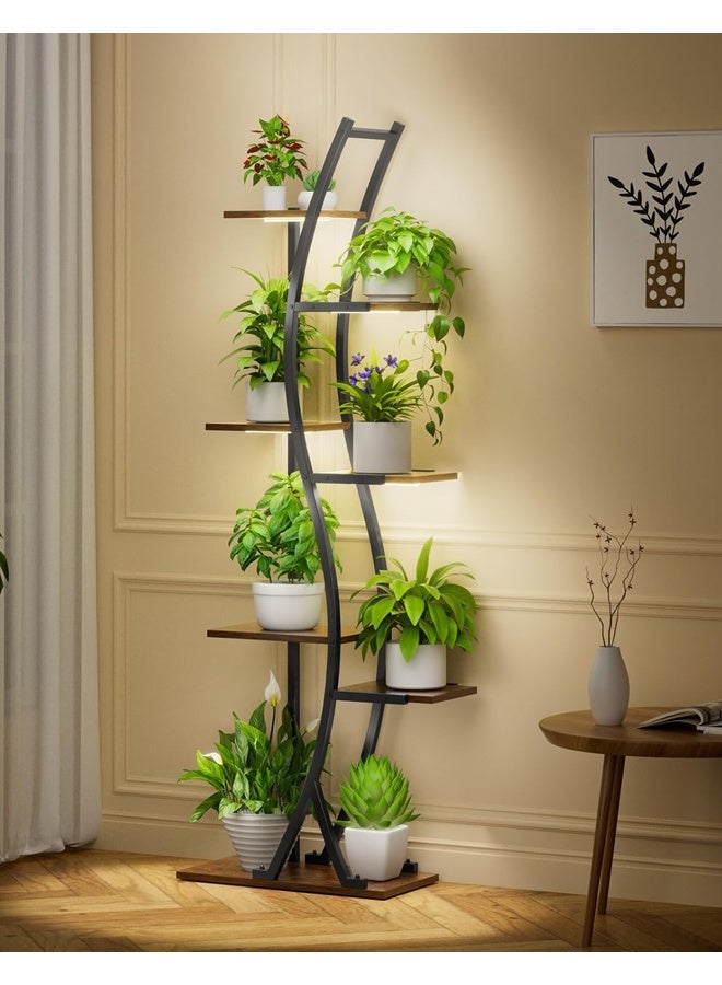 إن كي أكس حامل نباتات مع أرفف لغرفة المعيشة وشرفة من الأرض إلى الأرض ورف من الحديد المطاوع مع حامل متعدد الطبقات لأصيص الزهور للزراعة - Image 3