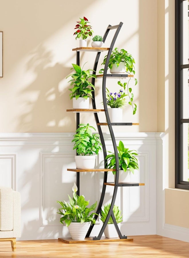 إن كي أكس حامل نباتات مع أرفف لغرفة المعيشة وشرفة من الأرض إلى الأرض ورف من الحديد المطاوع مع حامل متعدد الطبقات لأصيص الزهور للزراعة - Image 2