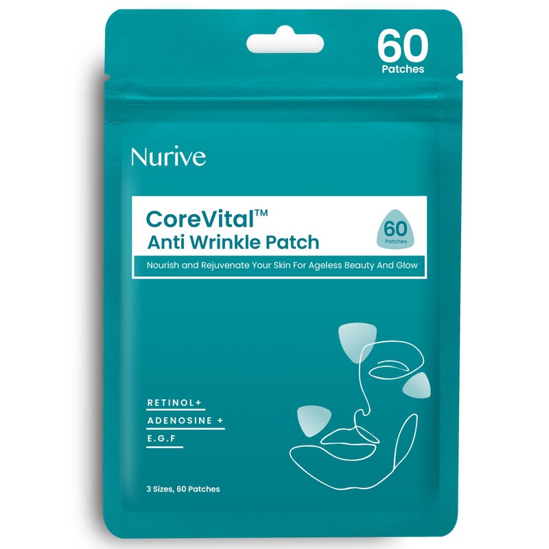 NURIVE Advanced Wrinkle Patches 60ct Smile Line Frown Line Wrinkle Patches for Facial Korean Skin Care Face Wrinkle Tape Invisible Overnight with Retinol  Collagen Small Face
