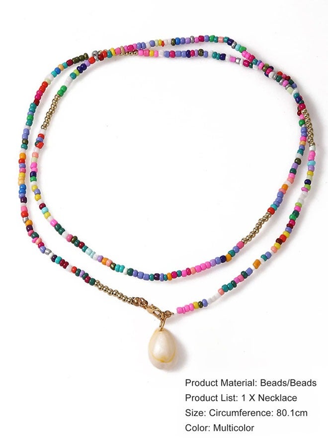 HAWAWA Rainbow Beaded Necklace Long Layered Neck Chain Multi Color Bead Choker Necklaces Collar Jewelry Colorful Chain Beach Travel Costume Jewelry for Women and Girls - Image 2