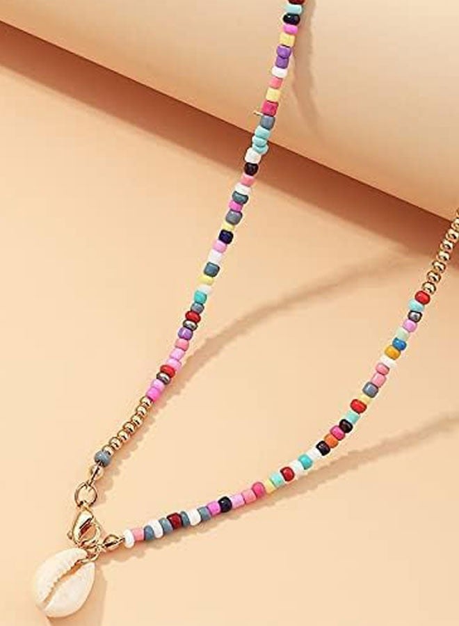 HAWAWA Rainbow Beaded Necklace Long Layered Neck Chain Multi Color Bead Choker Necklaces Collar Jewelry Colorful Chain Beach Travel Costume Jewelry for Women and Girls - Image 3