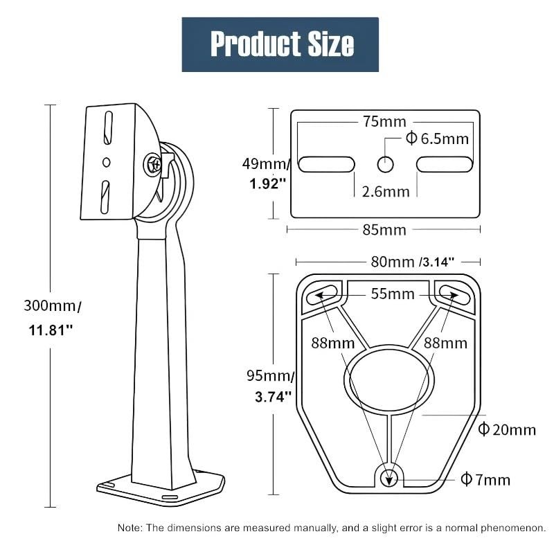 MAXXION Heavy Duty Metal Wall Mounting Bracket/Stand 11" for Bullet Camera & Housing (Enclosure), Universal Indoor & Outdoor Usage, Compatible with 1MP to 12MP Resolution Camera - Image 4