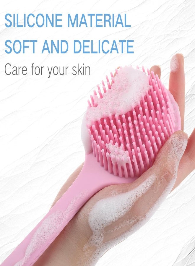 Soft Silicone Back Scrubber Shower Bath Brush with Long Handle | Flexible Bristles for Smooth Skin | Exfoliating Brush | Body Scrubber for Women, Men & Boys| for Body Wash & Bathing - Image 4