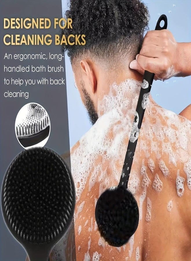 Soft Silicone Back Scrubber Shower Bath Brush with Long Handle | Flexible Bristles for Smooth Skin | Exfoliating Brush | Body Scrubber for Women, Men & Boys| for Body Wash & Bathing - Image 3
