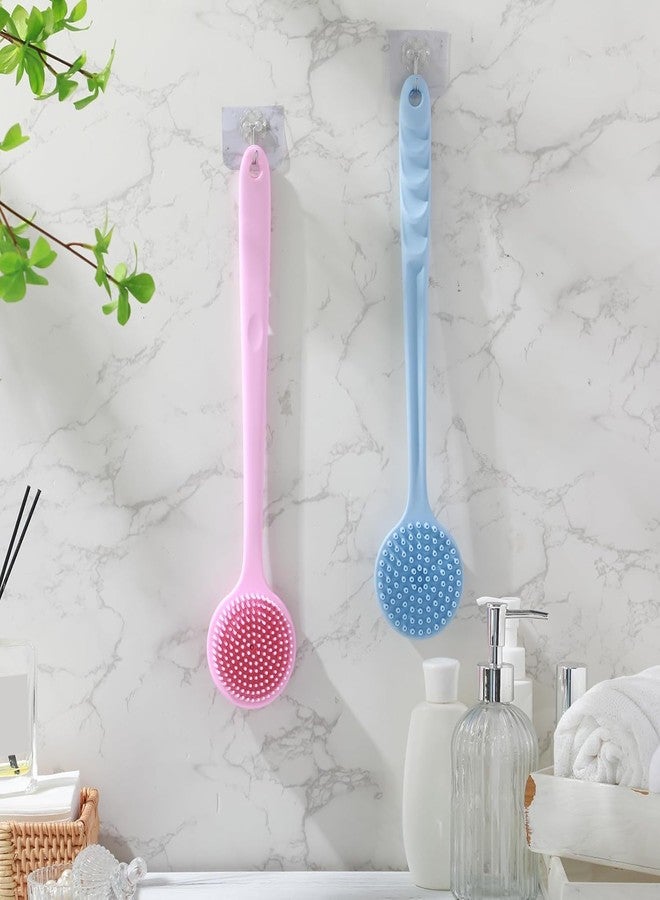 Soft Silicone Back Scrubber Shower Bath Brush with Long Handle | Flexible Bristles for Smooth Skin | Exfoliating Brush | Body Scrubber for Women, Men & Boys| for Body Wash & Bathing - Image 2