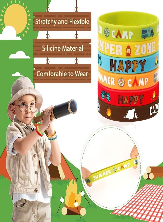 JUNEBRUSHS 42pcs Camping Party Favors Silicone Bracelets Summer Camping Theme Rubber Wristbands Accessories for Kids Adults Camping Adventure Birthday Party Decorations Gift Supplies, 125-6598 - Image 5
