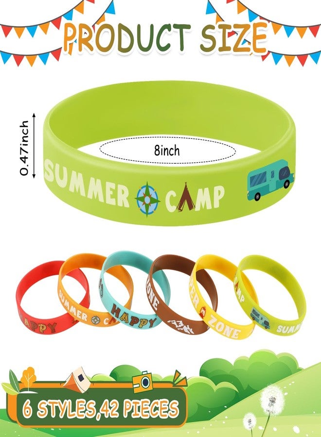 JUNEBRUSHS 42pcs Camping Party Favors Silicone Bracelets Summer Camping Theme Rubber Wristbands Accessories for Kids Adults Camping Adventure Birthday Party Decorations Gift Supplies, 125-6598 - Image 2