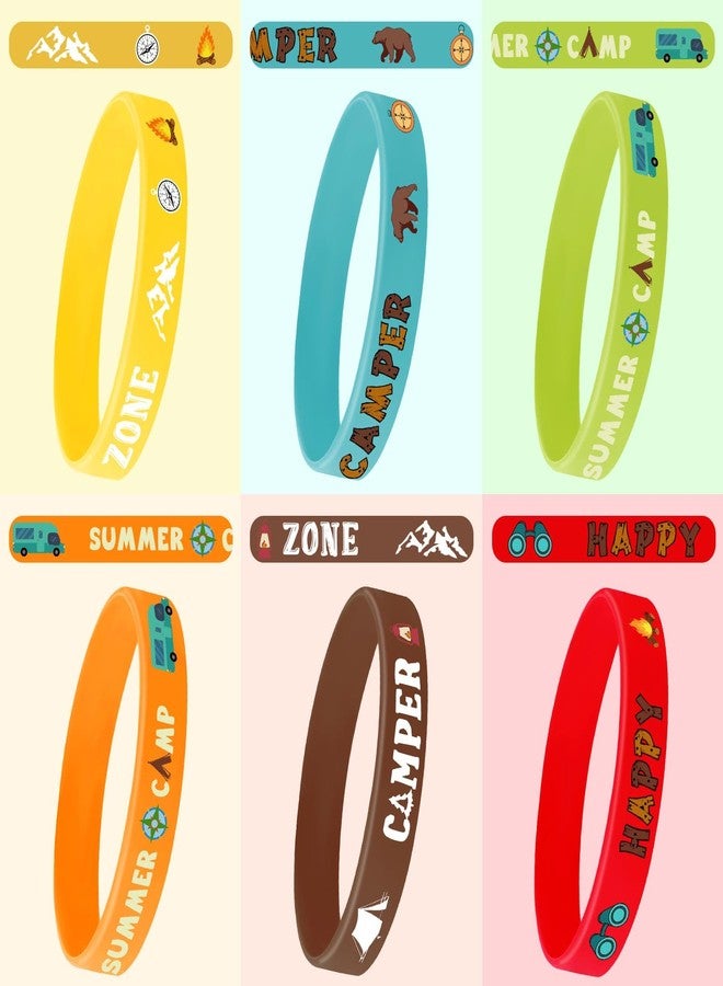 JUNEBRUSHS 42pcs Camping Party Favors Silicone Bracelets Summer Camping Theme Rubber Wristbands Accessories for Kids Adults Camping Adventure Birthday Party Decorations Gift Supplies, 125-6598 - Image 3