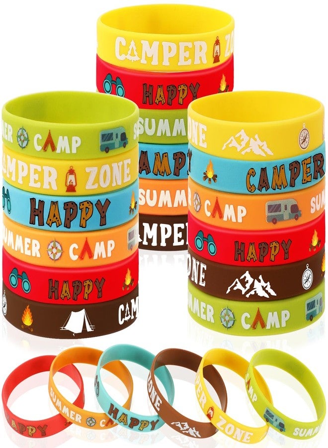JUNEBRUSHS 42pcs Camping Party Favors Silicone Bracelets Summer Camping Theme Rubber Wristbands Accessories for Kids Adults Camping Adventure Birthday Party Decorations Gift Supplies, 125-6598 - Image 1