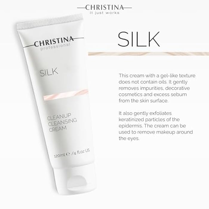 -CHRISTINA- Christina Silk CleanUp Cleansing Cream for Face | Oil-Free Gel Texture, Relieves Irritation, Moisturizing Effect, Suitable For Dry & Sensitive Skin | 24-Hour Care, Ideal for Face Makeup Removal 120ml - Image 2
