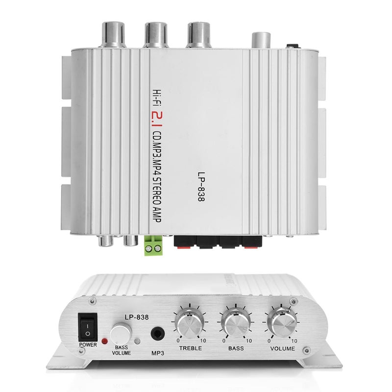 مضخم صوت صغير فضي بقوة 15 واط لكل قناة (قيمة RMS) باستخدام شريحة TPA3116D2 من سبائك الألومنيوم لسيارات وأنظمة الصوت المنزلية - Image 5