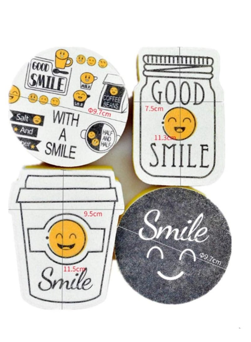 طقم ليفه سمايل 4 قطع وشين ناعم وخشن شيك  وتحفه لمطبخك - Image 1