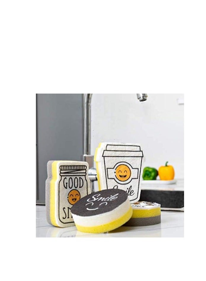 طقم ليفه سمايل 4 قطع وشين ناعم وخشن شيك  وتحفه لمطبخك - Image 2