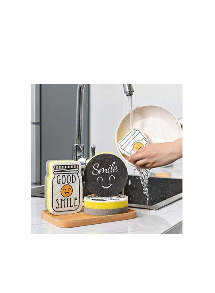 طقم ليفه سمايل 4 قطع وشين ناعم وخشن شيك  وتحفه لمطبخك - Image 3