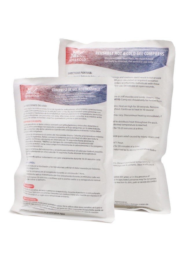 DMI Hot & Cold Reusable Gel Compress, Microwavable, Relieves Swelling And Pain, Increases Blood Flow, Warms Cold Hands & Feet, Ideal For Emergency First Aid, Pack Of 2, One Small And One Large Pack - Image 1