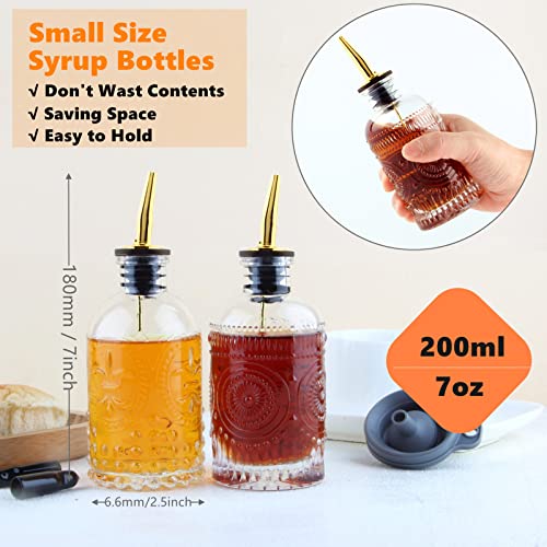 Shining Craft Coffee Syrup Dispenser Bottles Set 2 Pack 7 OZ Simple Small Syrup Bottles Set with Metal Pour Spout Ideal for Coffee Syrups, Condiments, Coffee bar, SC056 (2 pack) - Image 3