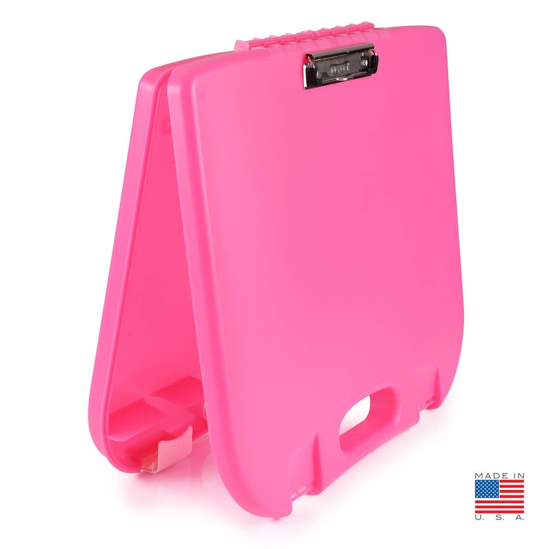 DEXAS Portable Lap Desk with Storage, Integrated Handle, Exterior Wire Clip, 18â€x 15.25â€x 1.38â€ Pink w/White Latch - Image 3
