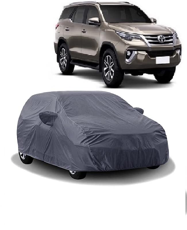 Carigiri Grey Car Body Cover For Toyota Fortuner(Triple Stitched,Mirror Pockets,UV Resistant,Dustproof)(Models-2004, 2005, 2006, 2007, 2008, 2009, 2010, 2011, 2012, 2013, 2014, 2015, 2016, 2017, 2018, 2019, 2020, 2021,2022) - Image 1