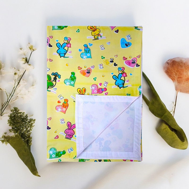 Hooper Plastic Baby Bed-Sheet | Wetting Protector Sheet | Mattress Sheet for Baby | Toddler Bed-Sheet | Thin, Printed Tiny Animal Pattern, Washable, Protects from Wetness (Yellow) - Image 2