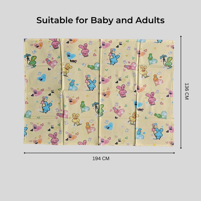 Hooper Plastic Baby Bed-Sheet | Wetting Protector Sheet | Mattress Sheet for Baby | Toddler Bed-Sheet | Thin, Printed Tiny Animal Pattern, Washable, Protects from Wetness (Yellow) - Image 3