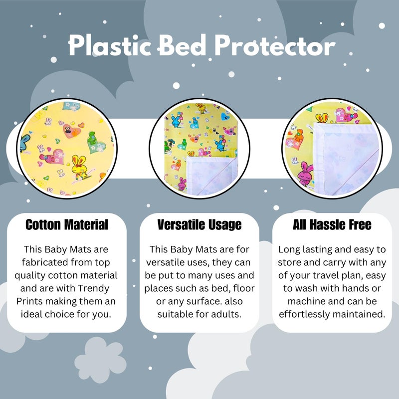 Hooper Plastic Baby Bed-Sheet | Wetting Protector Sheet | Mattress Sheet for Baby | Toddler Bed-Sheet | Thin, Printed Tiny Animal Pattern, Washable, Protects from Wetness (Yellow) - Image 5