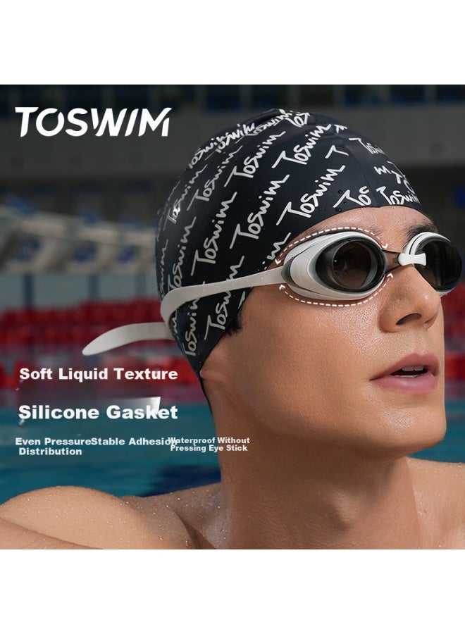 Toswim Waterproof Anti-fog Swimming Goggles Hd Prescription Large Frame Uni Swimming Gl Fish Belly White 700 Degree - Image 2
