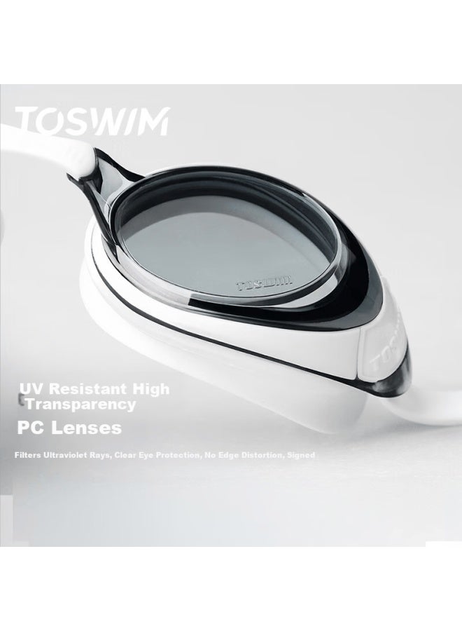 Toswim Waterproof Anti-fog Swimming Goggles Hd Prescription Large Frame Uni Swimming Gl Fish Belly White 700 Degree - Image 3